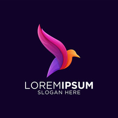 colorful bird gradient artwork logo template