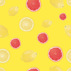 Fresh grapefruit and lemon. Fruit colorful background