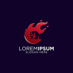 awesome hand fire logo template