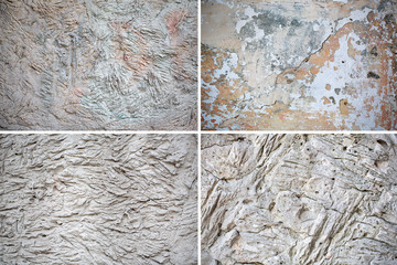 Set of textured concrete background. The old wall.