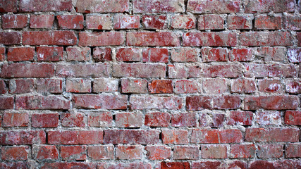 Banner. Red brick wall. Old wall.