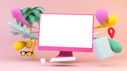 Computer with travel essentials