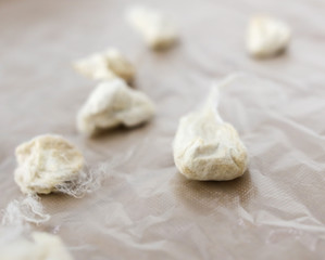 Silkworm cocoon in silk threads.