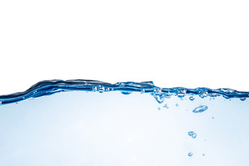 Blue water wave and bubbles. clean drinking water