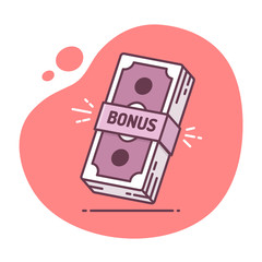 Bonus money stack icon vector illustration in monoline / line art style