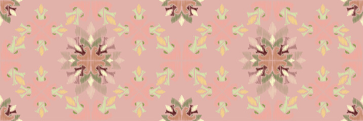 Colorful Ikat ornamentel seamless pattern for textile, wallpaper, card or wrapping paper