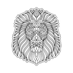Lion Head Artwork Line Art vector best for coloring
