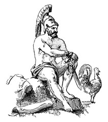 God Of War, vintage illustration.