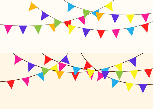 Colorful bunting and garland. Carnival garland with flags