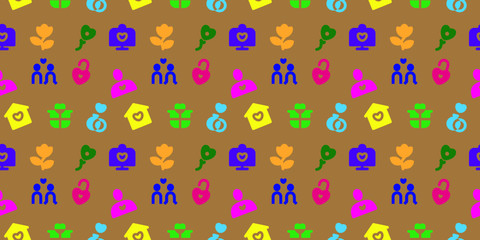 Vector seamless pattern, Icon love line style 