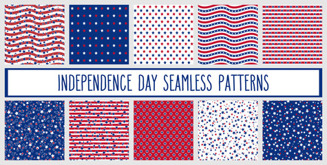 American stars and stripes seamless patterns