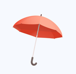 Open Umbrella simple flat realistic vector illustration. Isolated on white rainy season symbol umbrella.