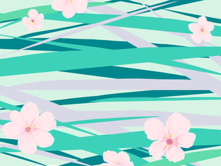 illustration abstract stripes with flowers background