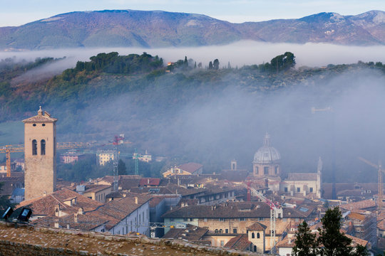 CVM collection Spoleto, Perugia. Panoramica della cittadina dalla Rocca di Alboenoz