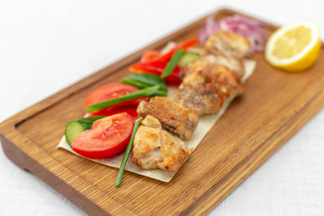 Grilled of catfish in lemon mint sauce. Barbecuing lunch