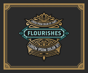 Vintage Logo or Banner Layout with ornamental elements