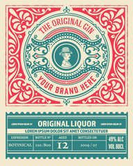 Vintage Gin label. Vector layered