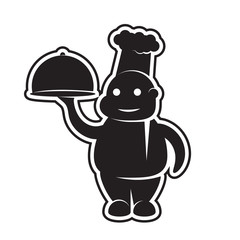 icon of a chef with a dish in his hands on a white isolated background. Vector image