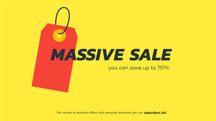 Abstract massive sale banner. Vector hanging tag. Template for special offer design