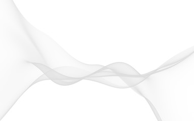 White abstract background. Fluttering white scarf. Waving on wind white fabric. 3D illustration