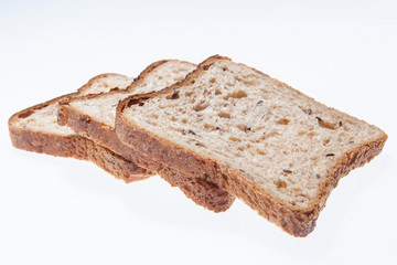 Three square bread for toast on a white background 