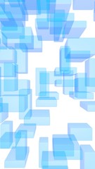 Blue and white abstract digital and technology background. The pattern with repeating rectangles. 3D illustration