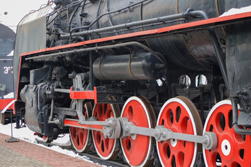 black steam vintage locomotive close