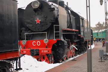 black steam vintage locomotive close