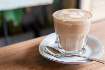 coffee in clear cup on table