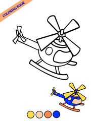 coloring book simple illustration for kids vector helicopter with example colored pages isolate on white background
