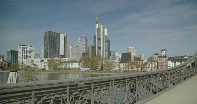 Frankfurt Financial District Skyline from Eiserner Steg Bridge