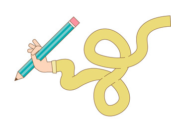 Hand with pencil vector concept. Illustration in modern flat style. Color picture for design web site, web banner, printed material. 
