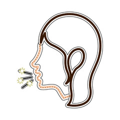 Icon of a woman coughing