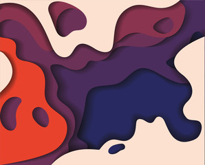 Orange and purple waves background vector design