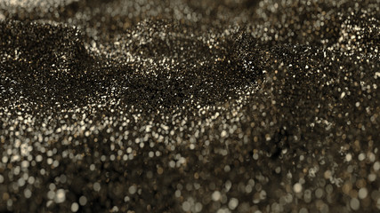 Golden Glitter particles with defocused blur background