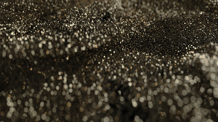 Golden Glitter particles with defocused blur background