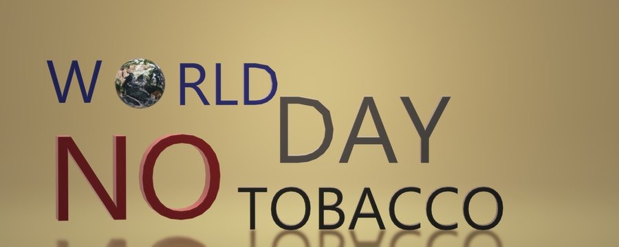 World no tobacco day poster with text made of cigarettes, globe symbol, cartography map, promotion to stop smoking all over Earth isolated