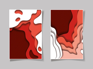 Red waves backgrounds frames vector design