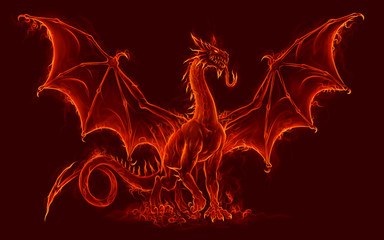 Fire medieval dragon © Refluo