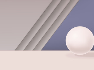 Vector Minimal Geometric Studio Shot Background with Sphere. Gray, Pink & Purple.
