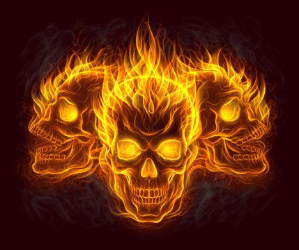 Three fire skulls