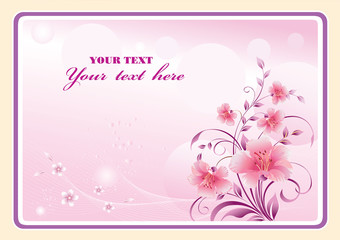 Vector floral design card. Elegant frame with delicate background for wedding invitation, greeting card, birthday, template