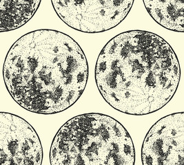 Seamless texture with Moon. Repeating background with Moon. A great background for your design. Moon in a night sky. © ashfairy