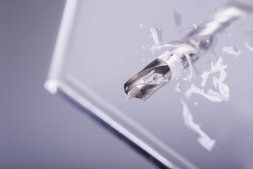 drill bit make holes in opacity plastic, glass billet