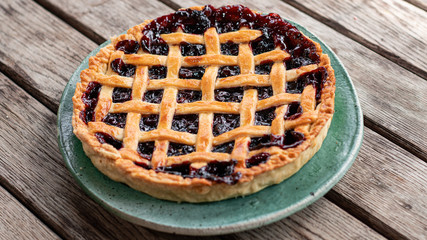 Berry pie crust home cooking on the wood table