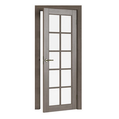 Obraz premium Wooden door isolated on white background. 3D rendering.