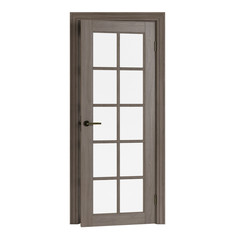 Wooden door isolated on white background. 3D rendering.