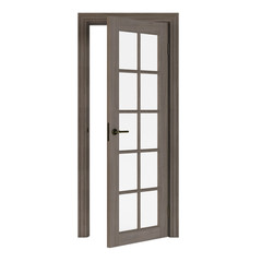 Wooden door isolated on white background. 3D rendering.