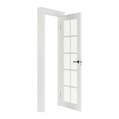 Wooden door isolated on white background. 3D rendering.