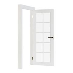 Wooden door isolated on white background. 3D rendering.